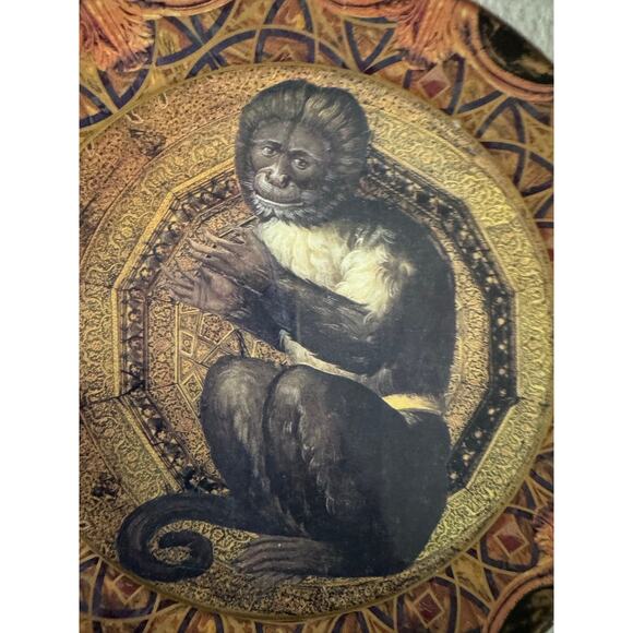 Rare Durwin Rice New York Signed Decoupage Ape Plate - Picture 9 of 10